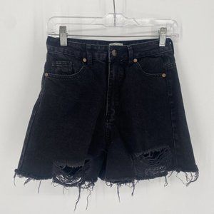 Cotton on shorts womens 6 black high rise distressed cut off festival rodeo